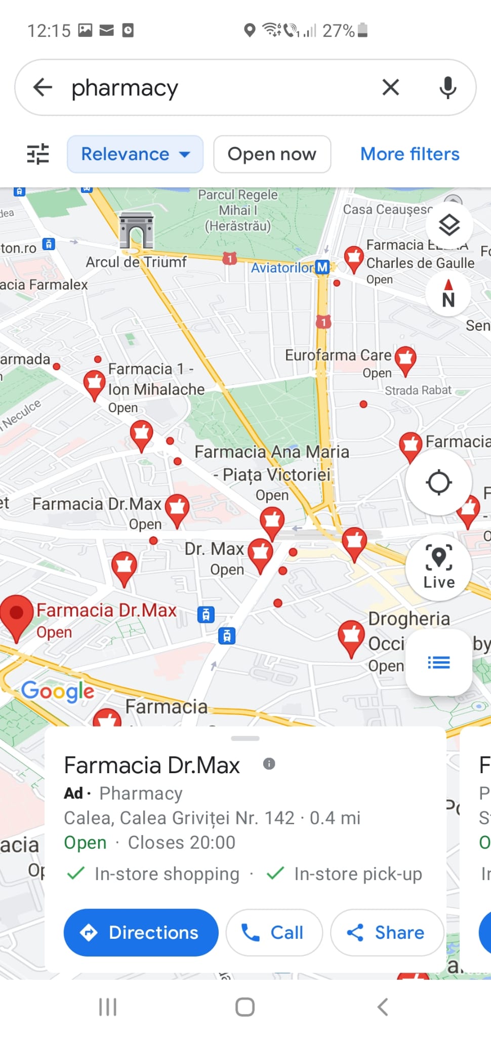 ejemplo de captura de pantalla de geofencing - marketing basado en ubicación - farmacia