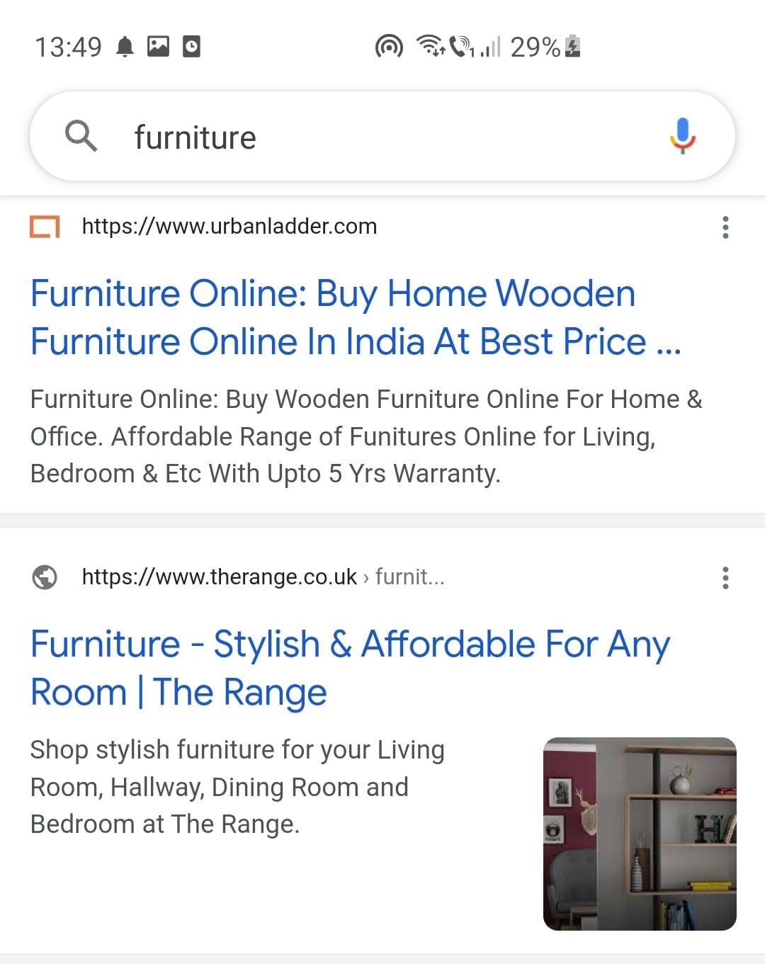 google ad example - furniture