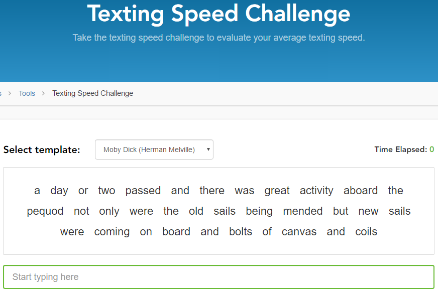 Texting Speed Challenge Tool - how fast can you send SMS messages from your phone?