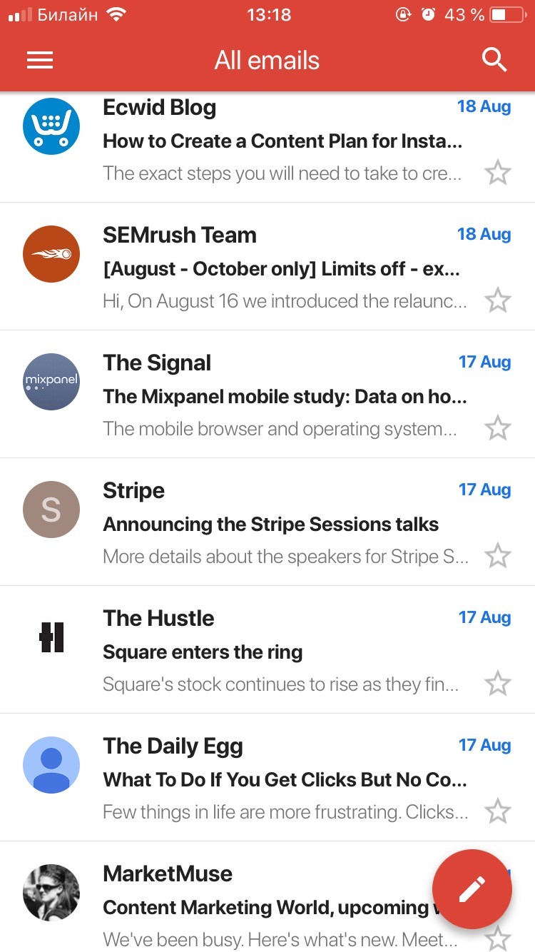 Emails in IPhone 6