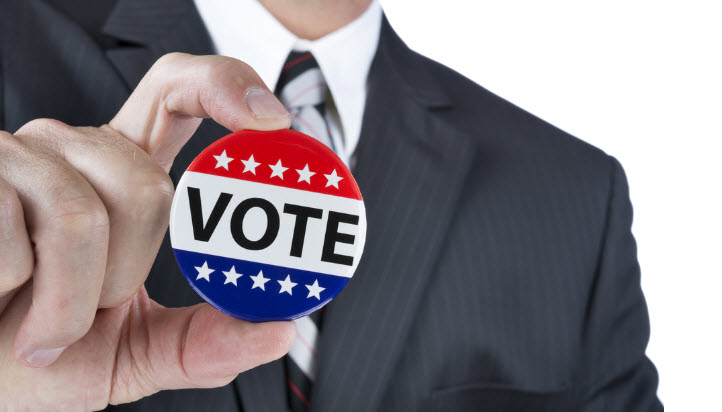 A politician is promoting the right to vote in political elections in the USA.