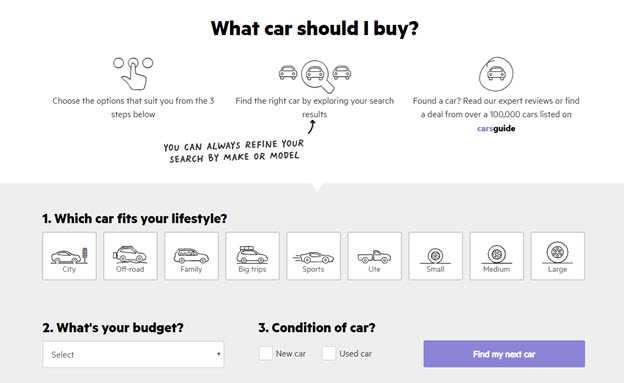 What car should I buy landing page 