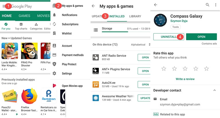 How to uninstall unwanted apps in Google Play Store