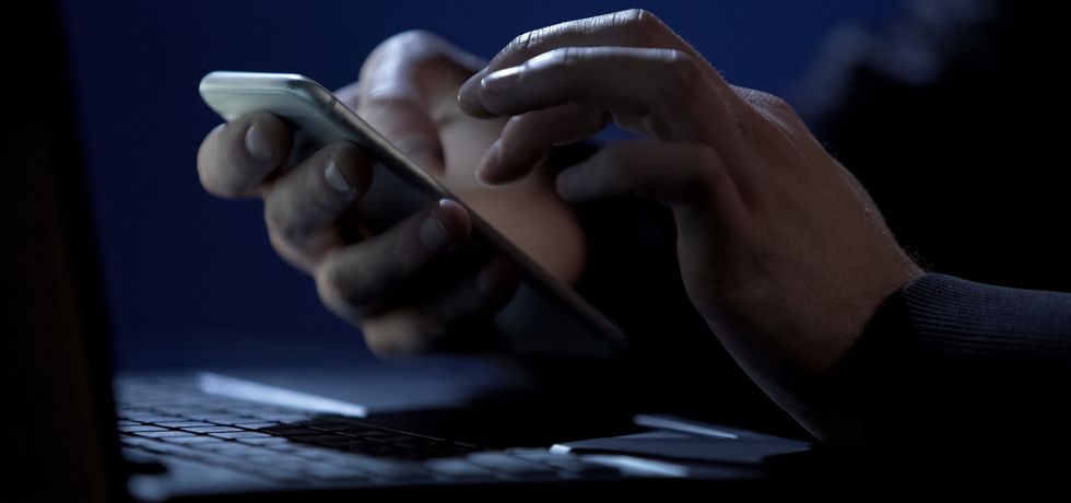 The scammer sends a text message