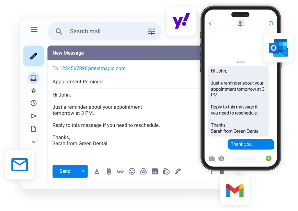 Sending texts from a computer via email