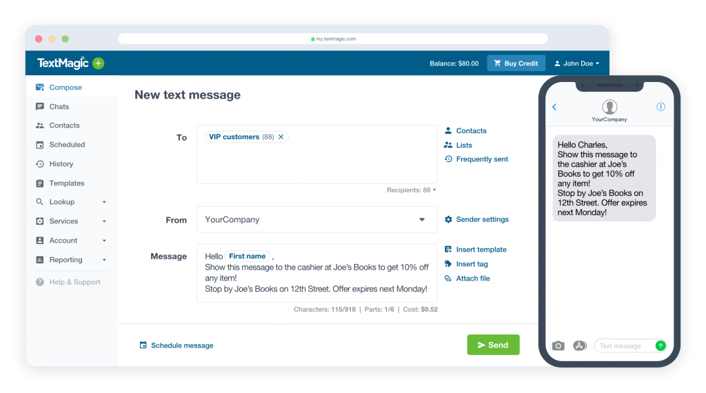 Using the SMS sender ID to verify company info