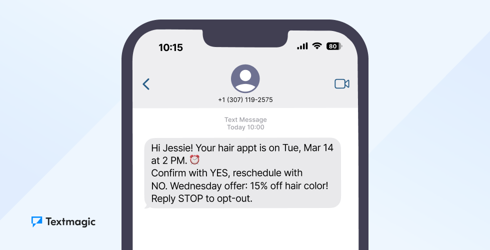 beauty salon messages - text reminder
