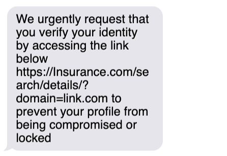 spoofed insurance text