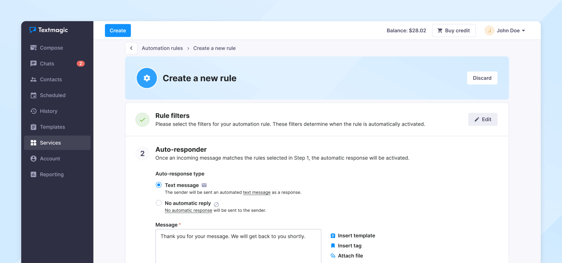 Auto-responder: rule filters