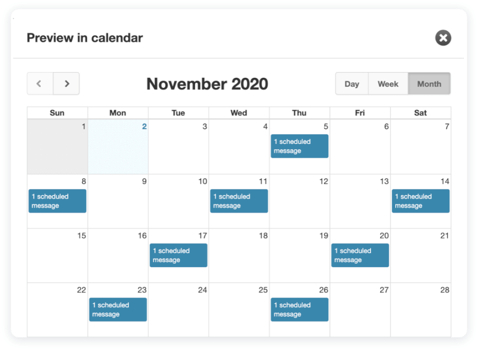 Textmagic schedule calendar