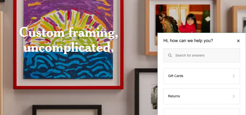 conversational marketing -Framebridge homepage chat