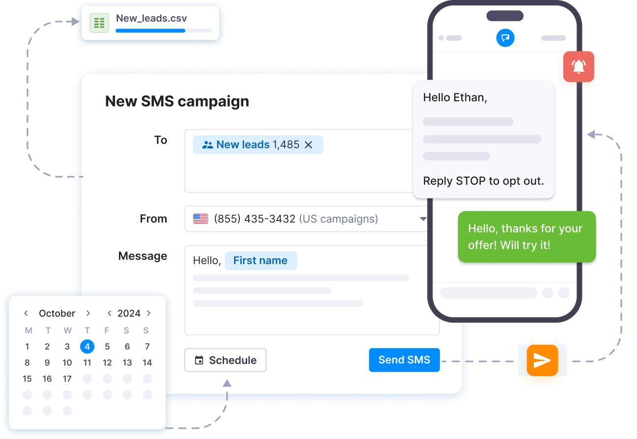 Start texting from your <br>desktop with Textmagic