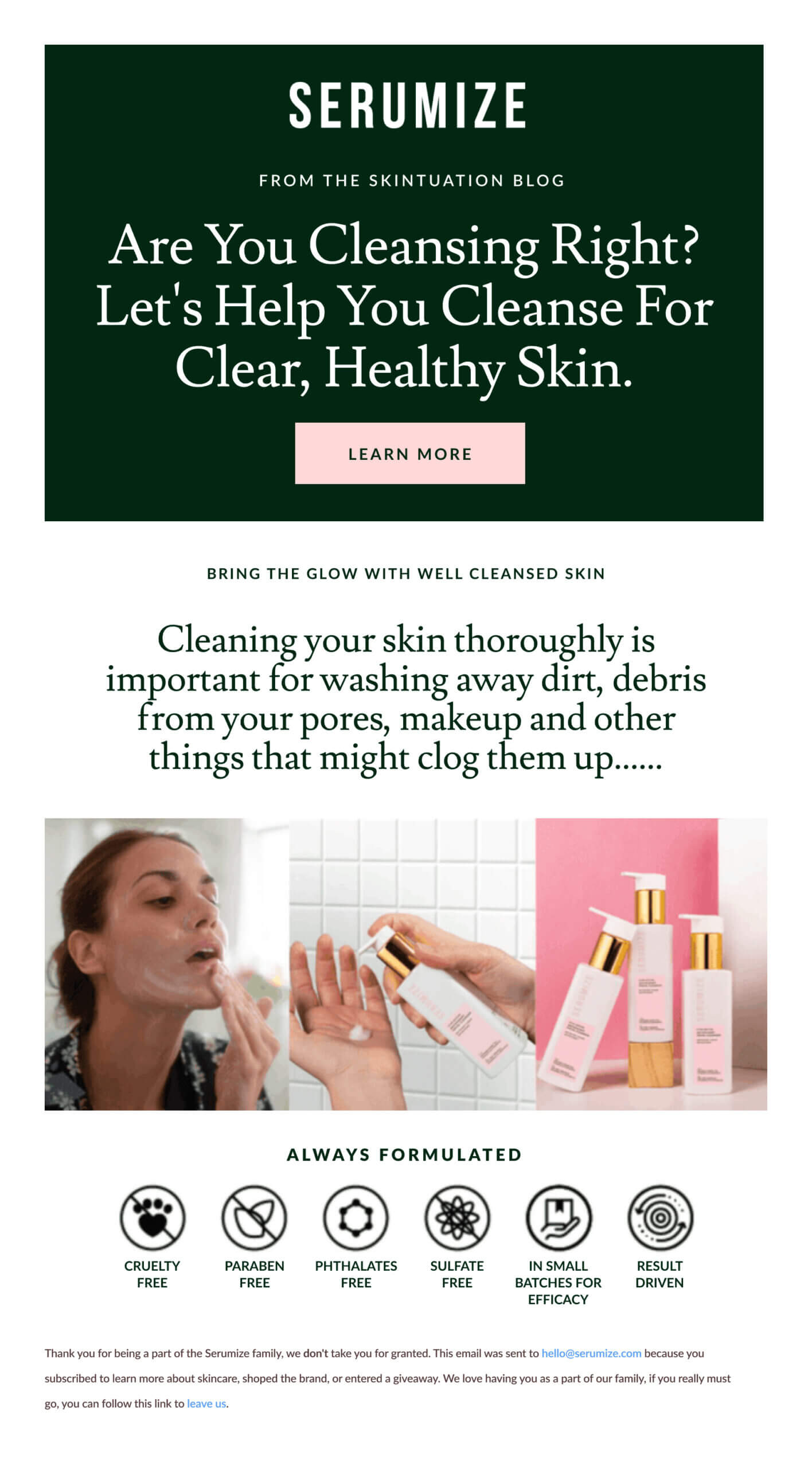 Serumize marketing email
