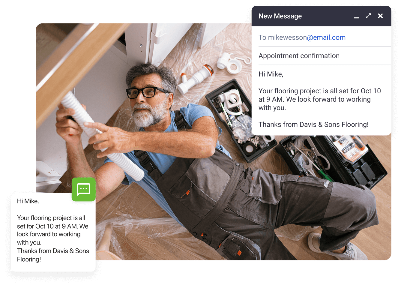 Plumbing services sms and email templates