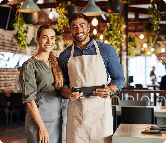 smiling restaurant staff