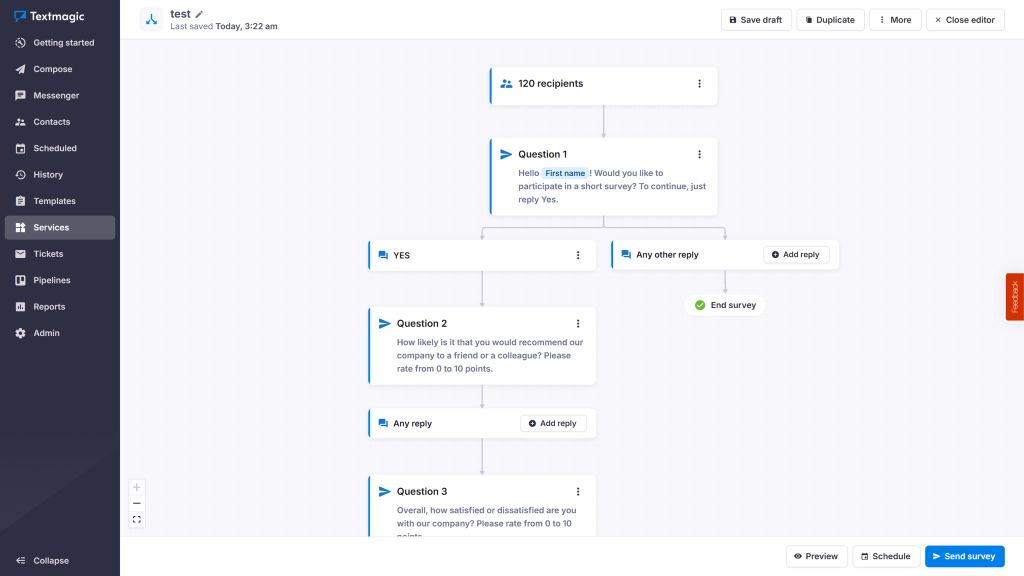 Textmagic survey flow