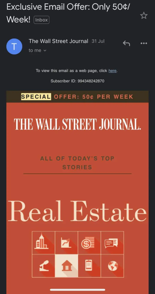 Providing customers with special incentives via email