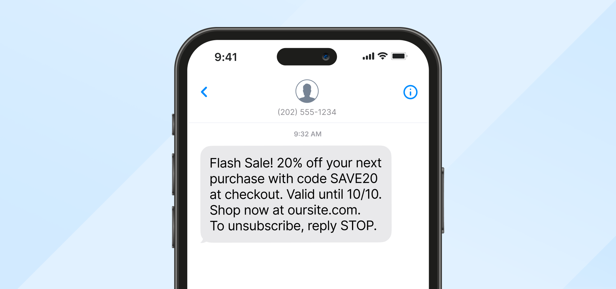 10DLC flash sale SMS example