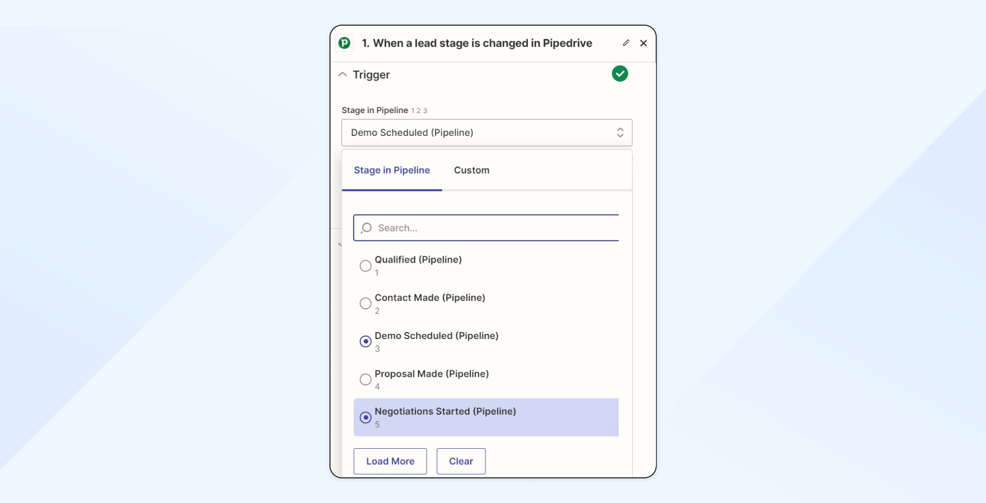 Lead stage change Pipedrive