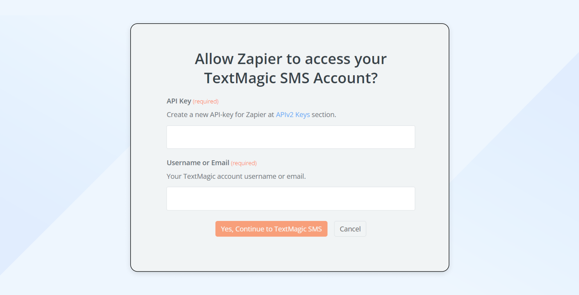 Zapier Textmagic API key