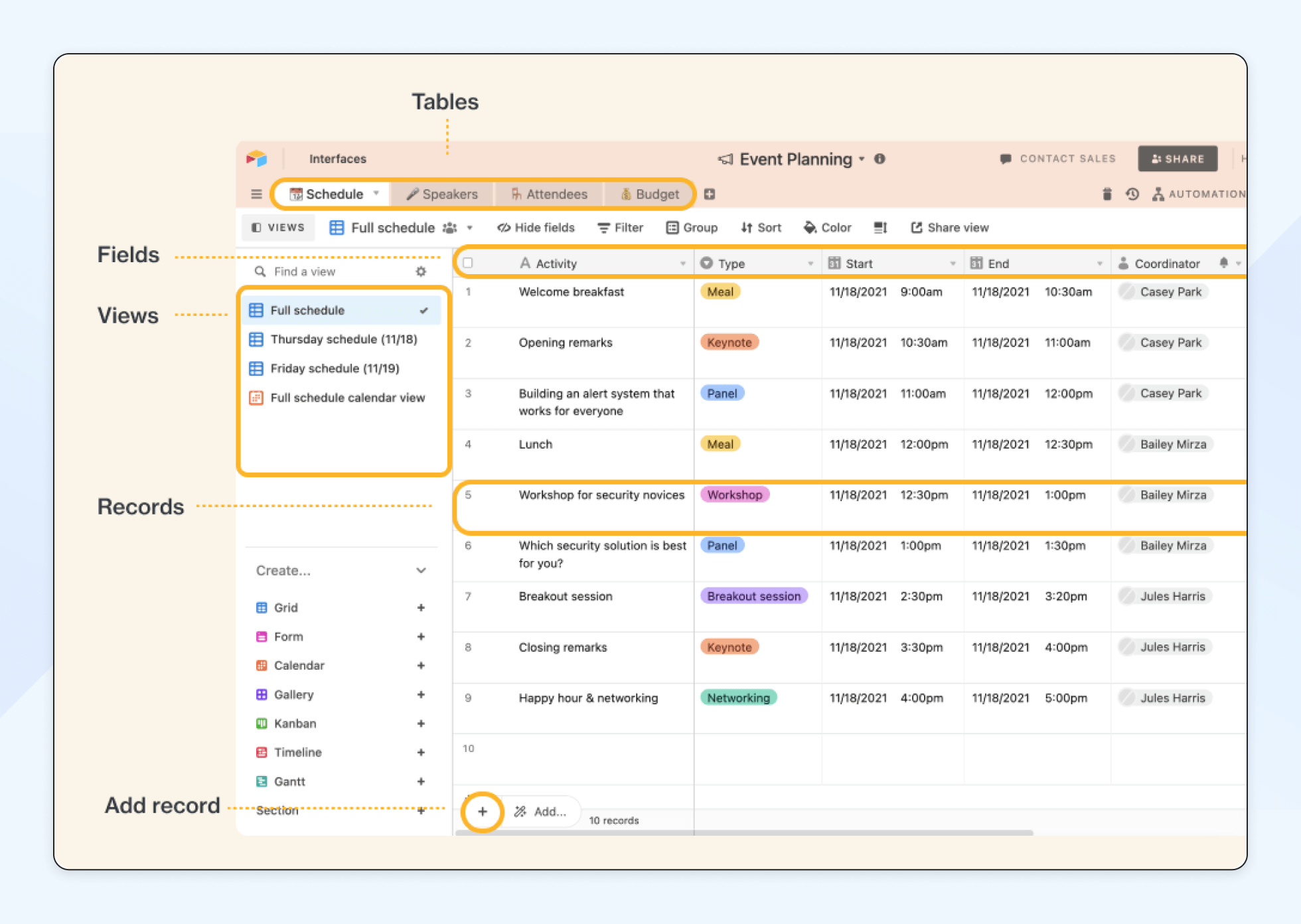 Screenshot of Airtable