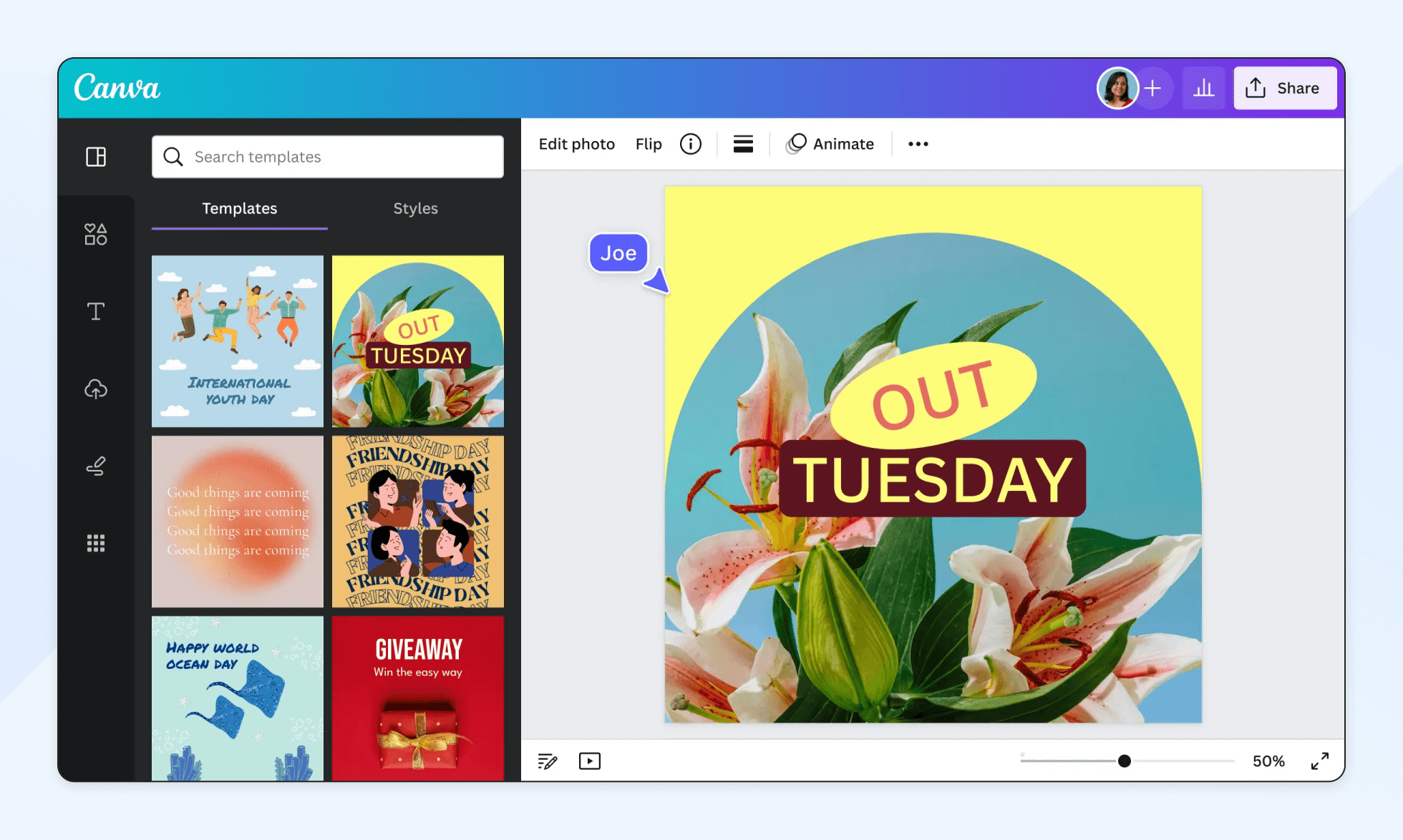 Screenshot of Canva