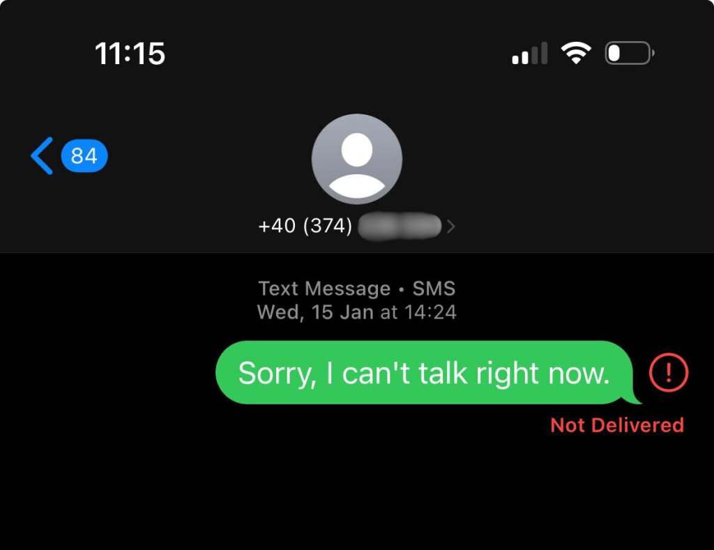 Text message not delivered