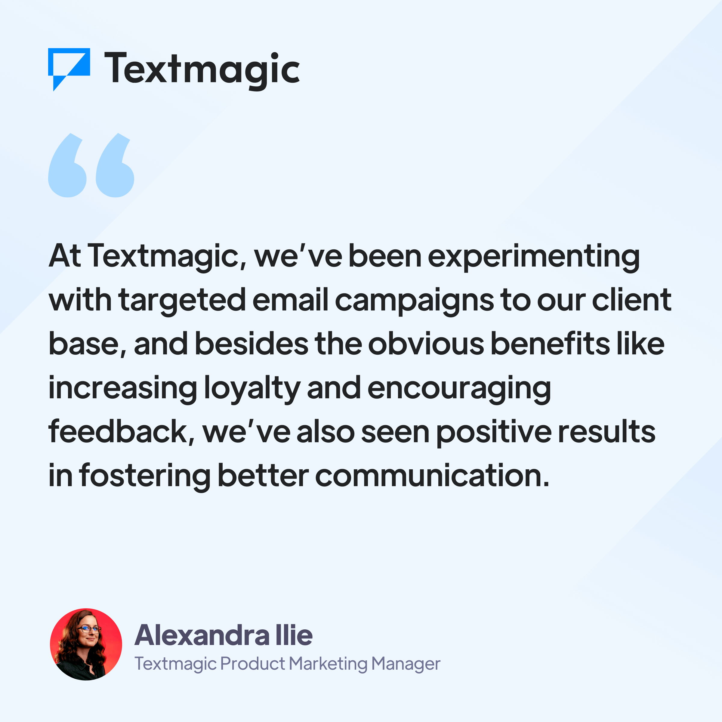 Quote from Textmagic product marketing manager