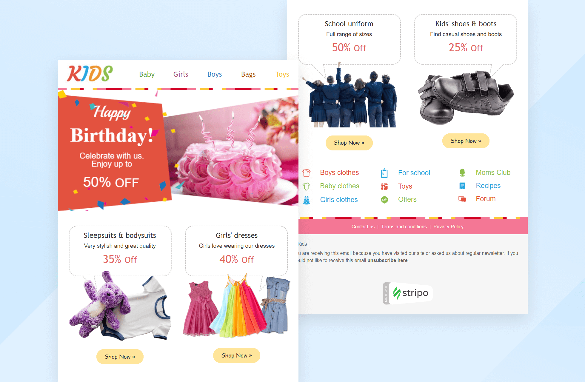 Birthday celebration email Textmagic template