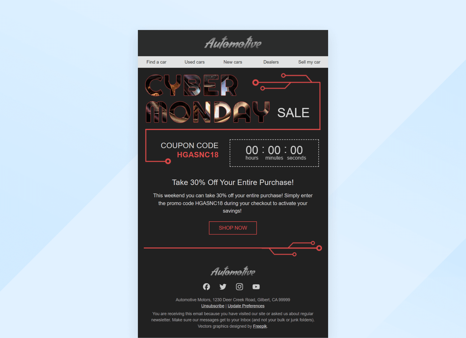 Cyber Monday email Textmagic template