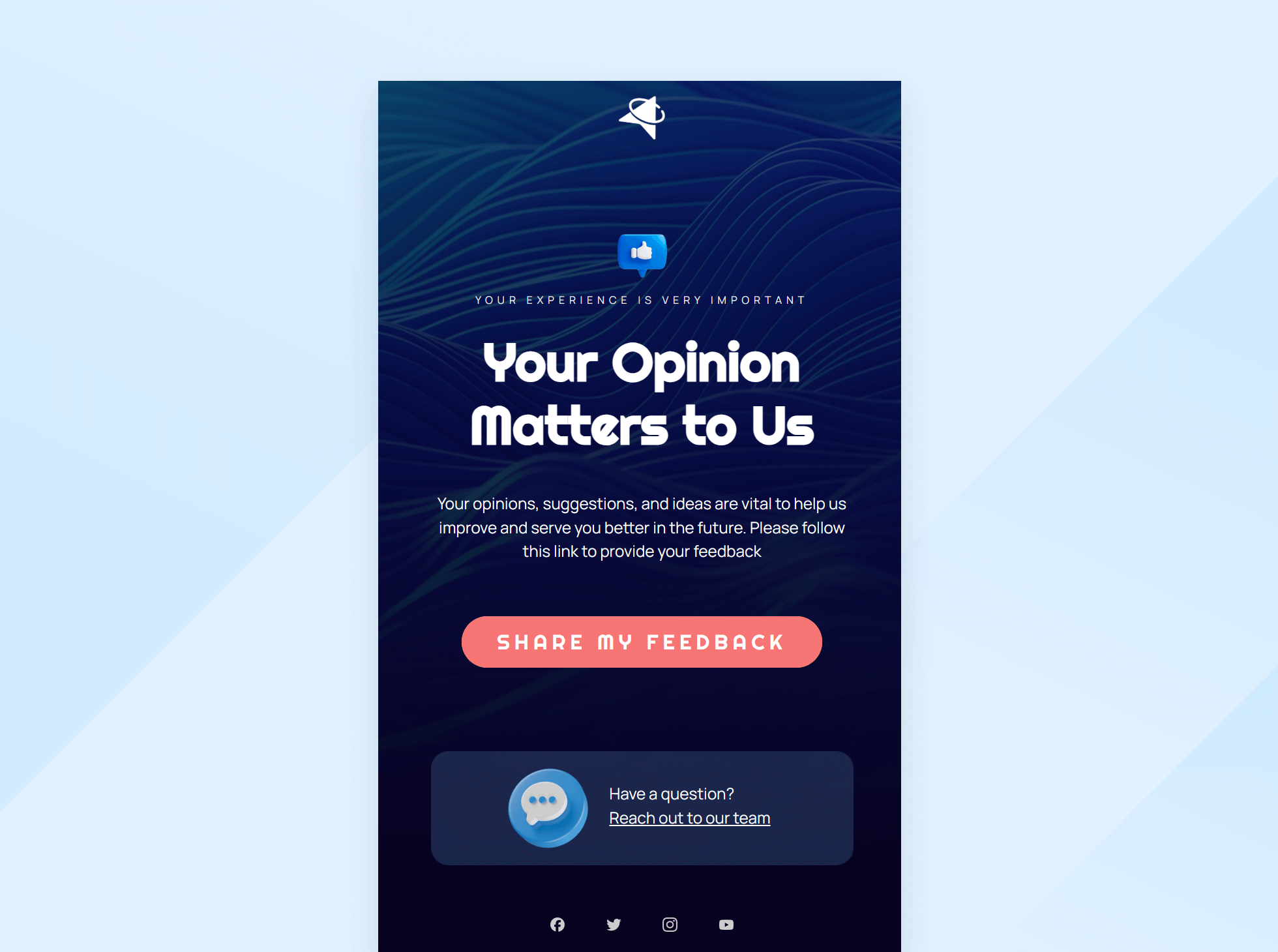 Feedback request email Textmagic template