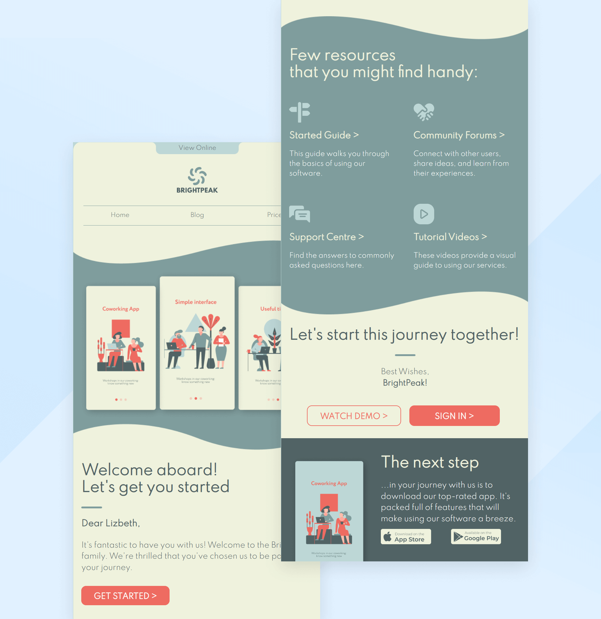 Personal welcome email Textmagic template