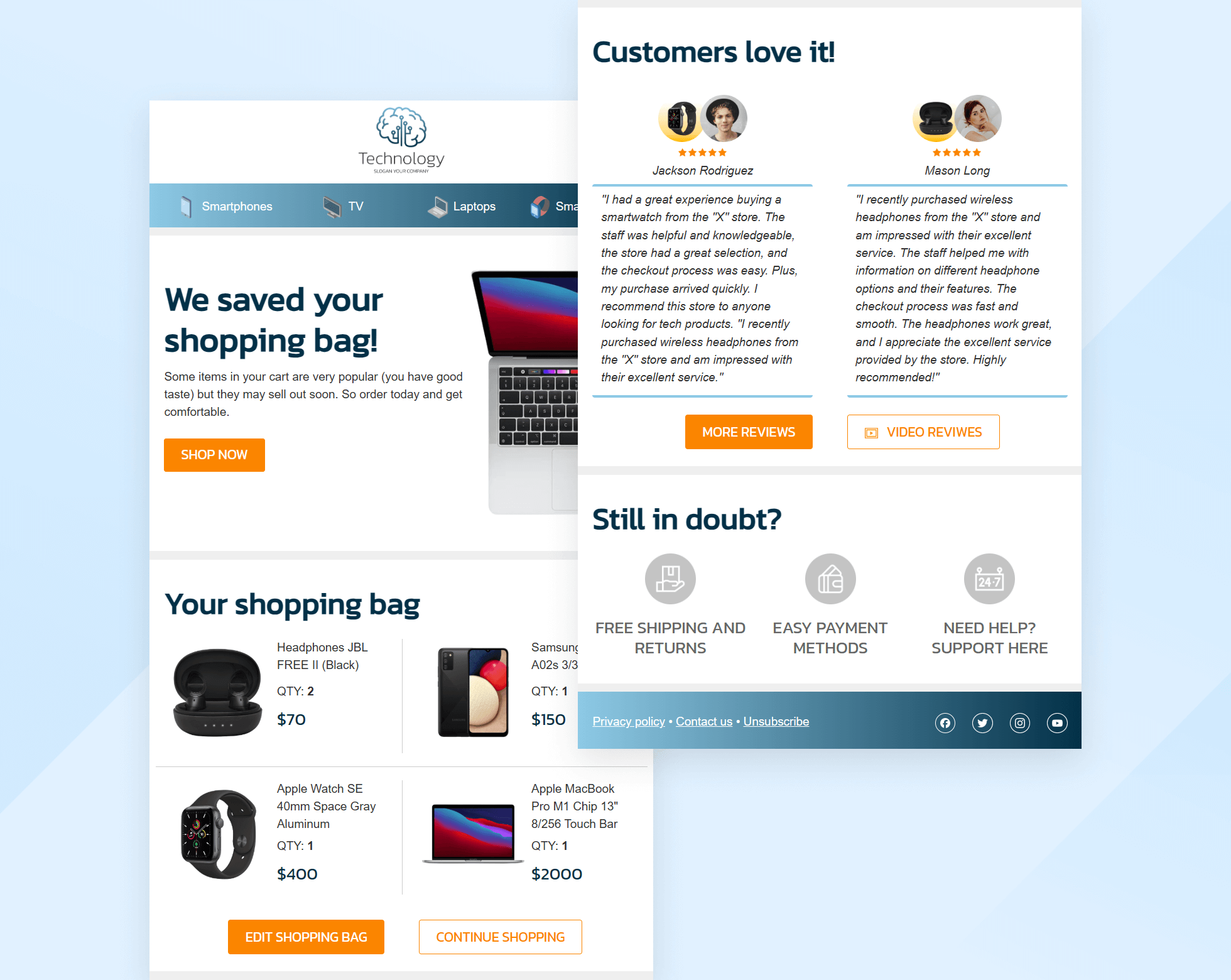 Reminder email Textmagic template