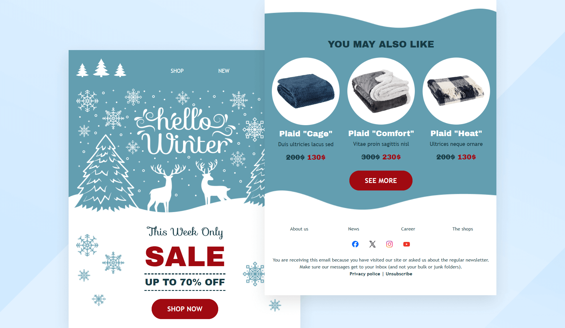 Winter holiday promotion email Textmagic template