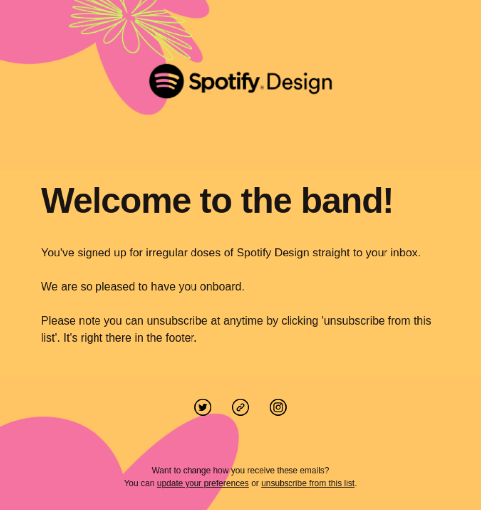 Spotify welcome email