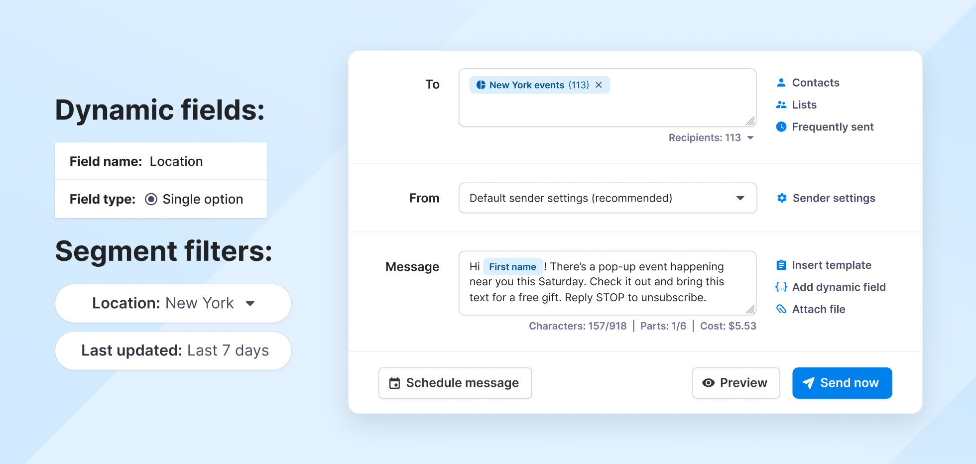 SMS segment on Texmagic - sending location-based alerts