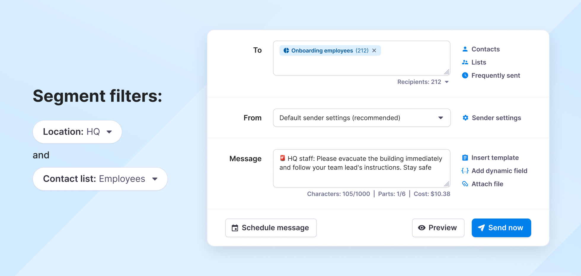 Alerting employees during emergencies on Texmagic