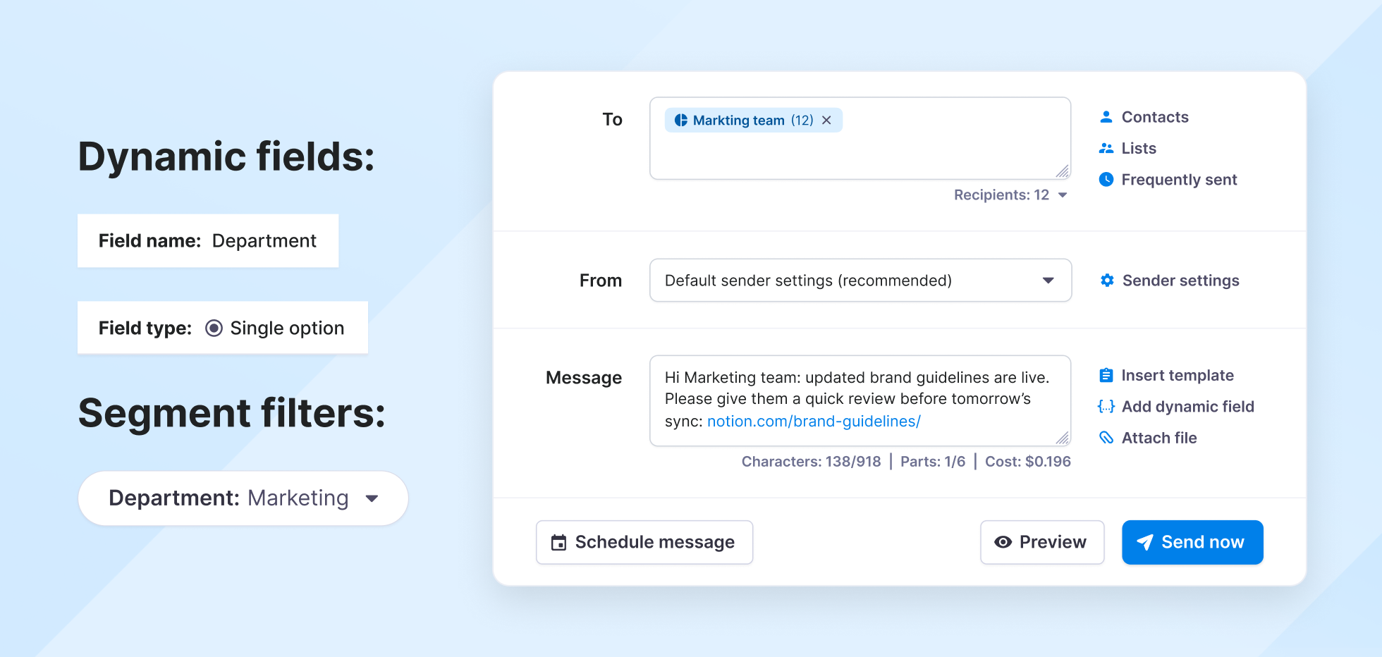 Announcing updates to specific departments on Texmagic