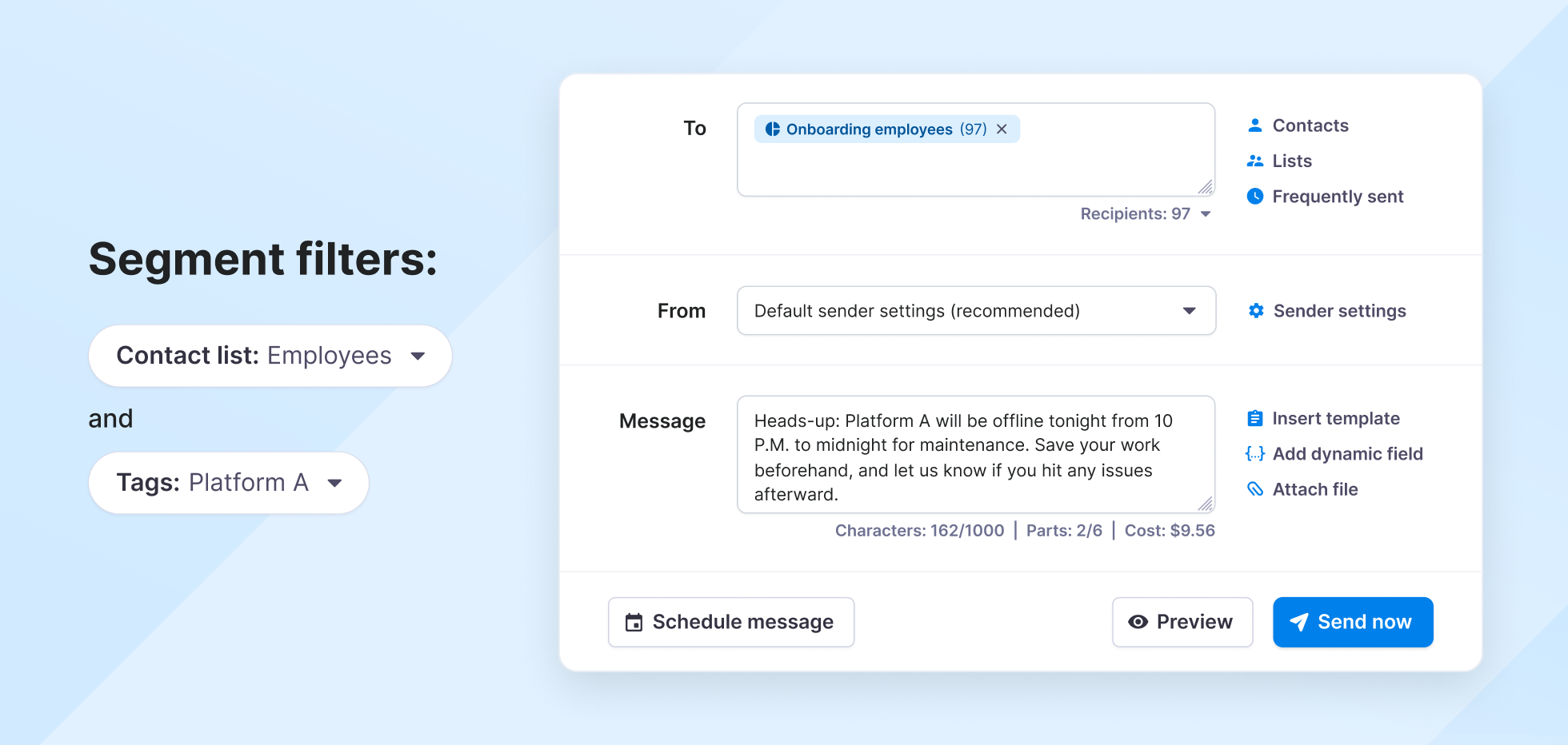 Notifying system users about platform access on Texmagic
