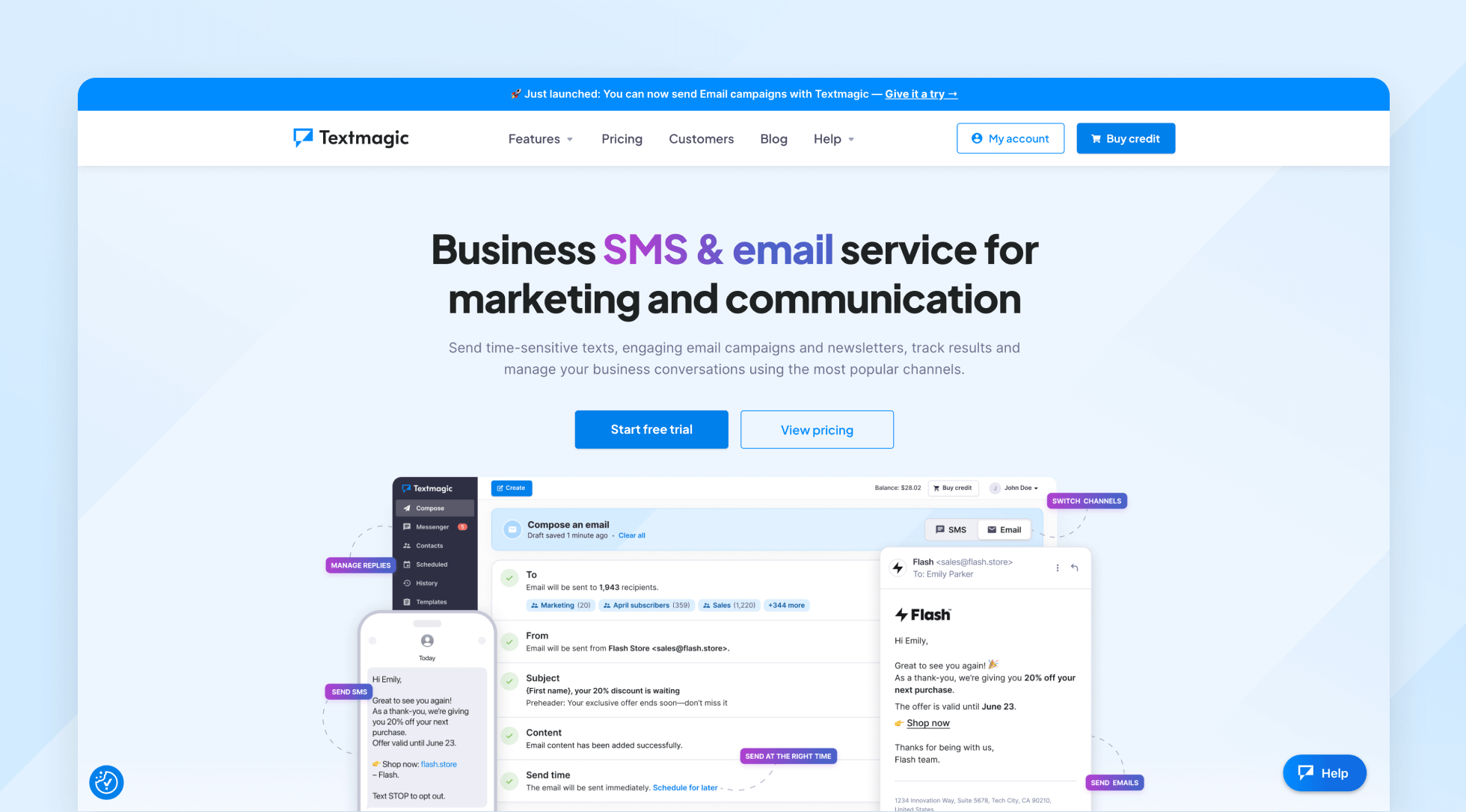 Textmagic screenshot