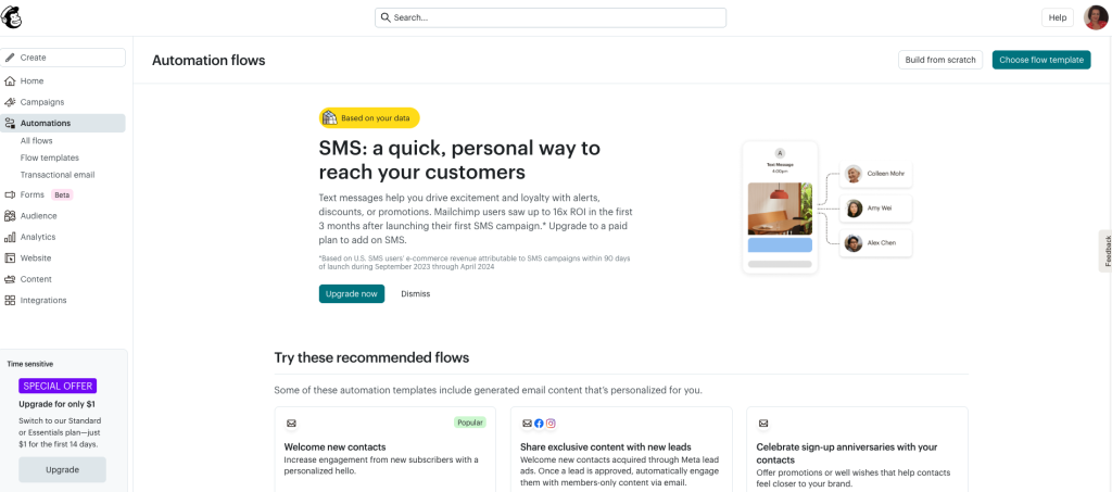 Mailchimp dashboard