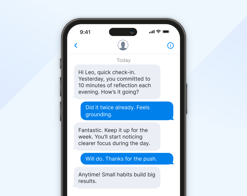 Using SMS to reinforce coaching session takeaways