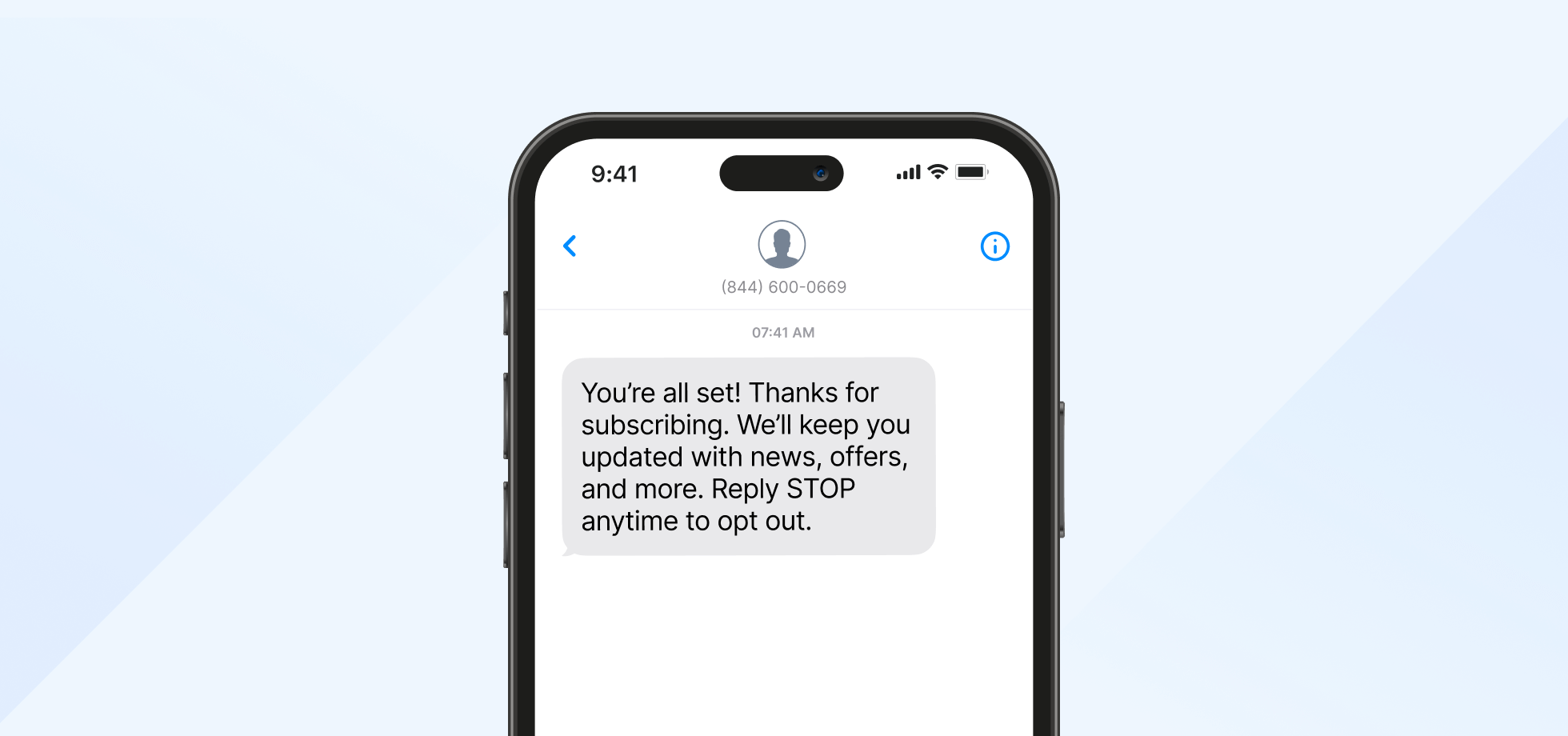 Opt-in confirmation automated text response