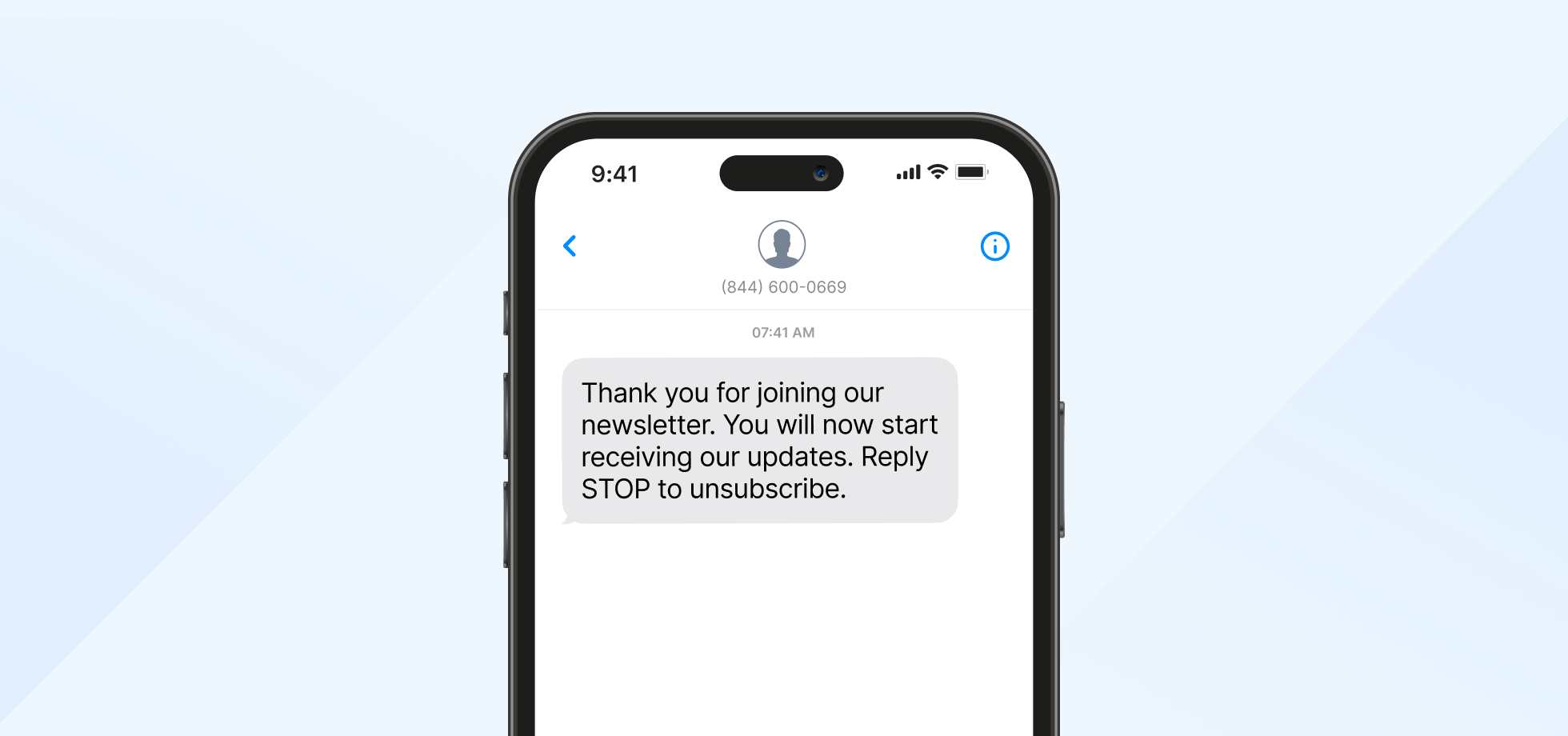 Subscription confirmation message