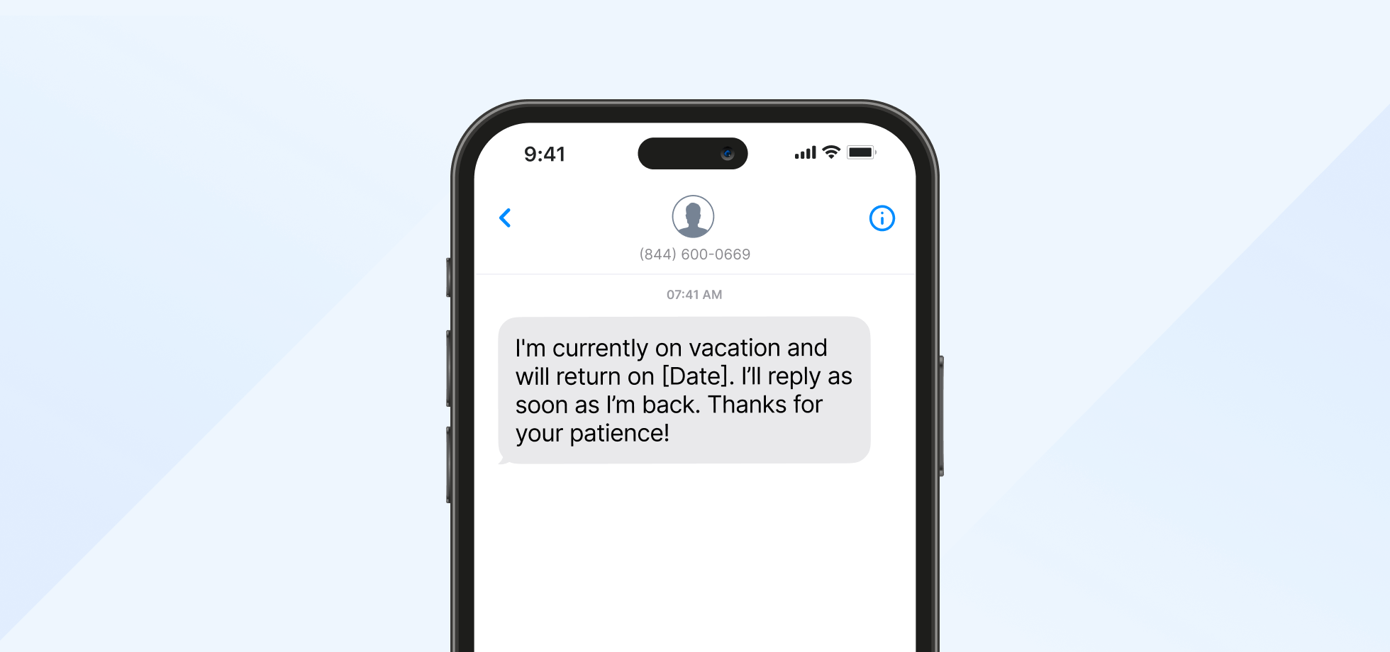 Vacation out of office automated text response
