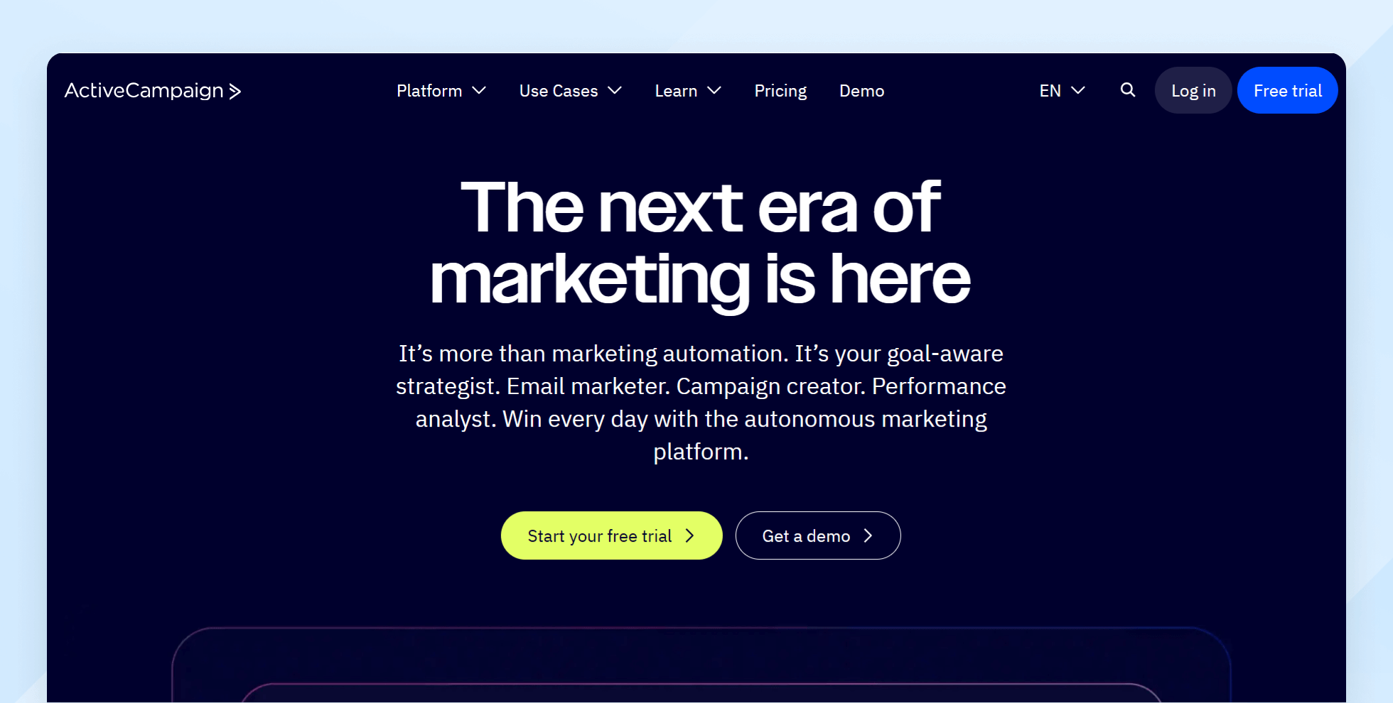 ActiveCampaign homepage