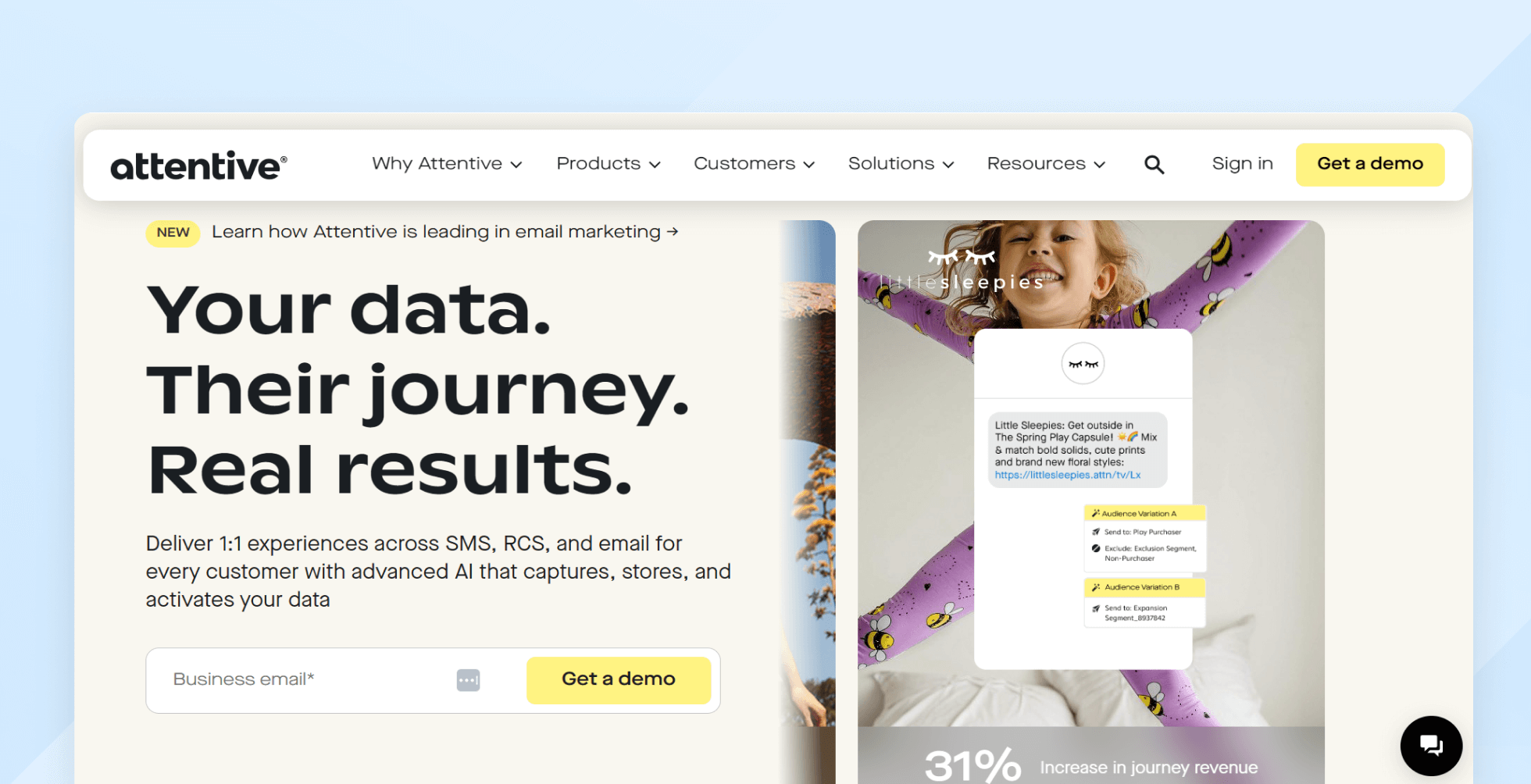 Attentive homepage