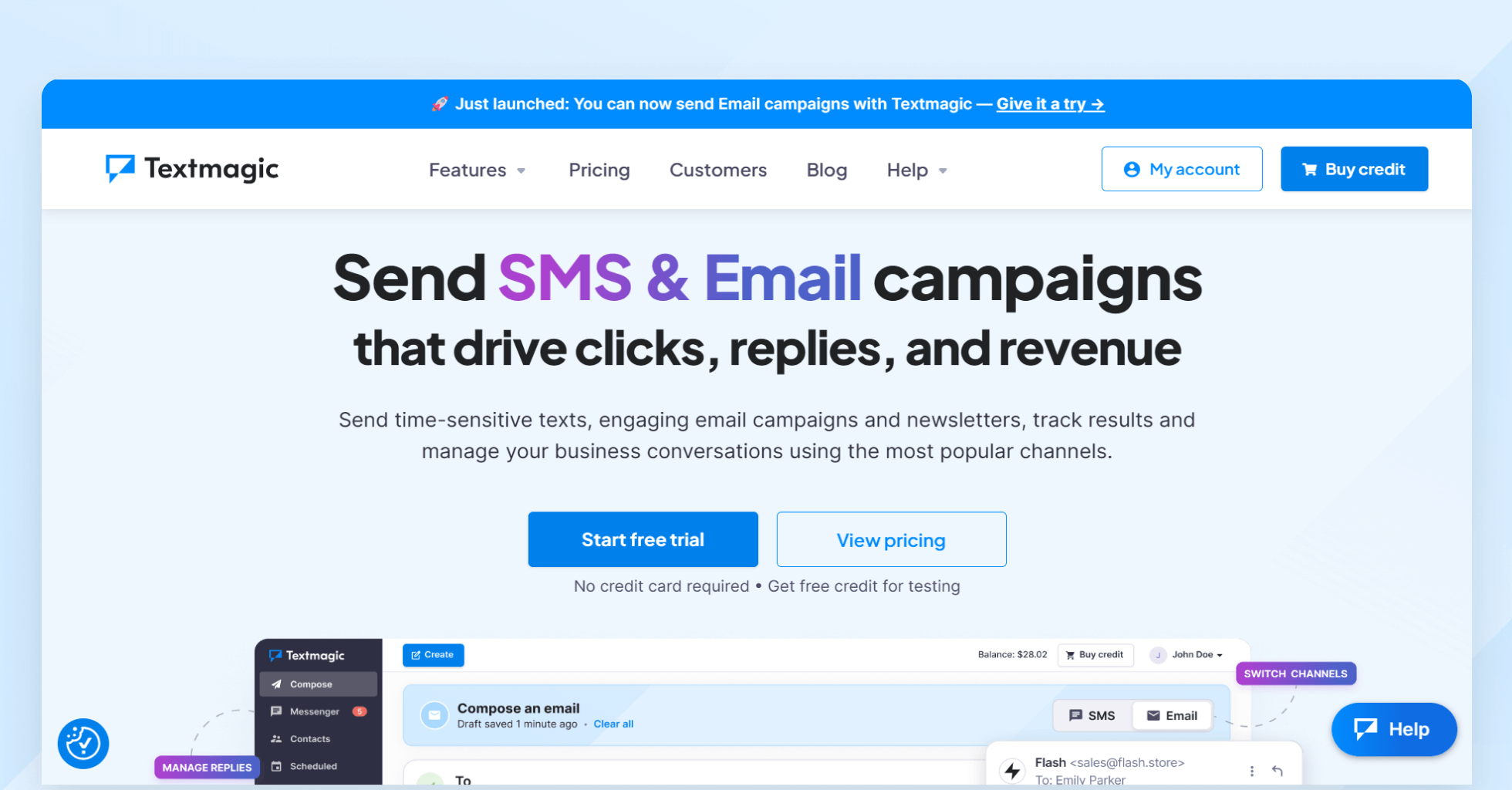 Textmagic homepage