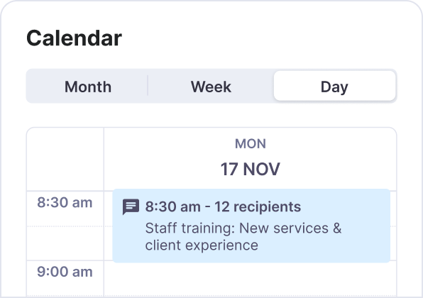 Scheduling & calendar control