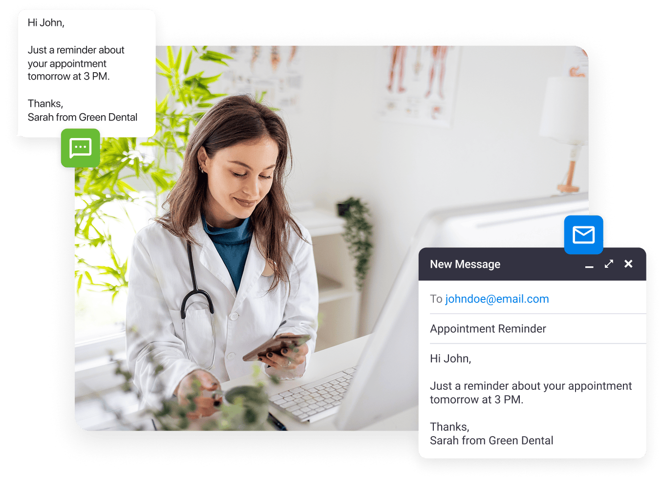Healthcare staff sitting at computer desk